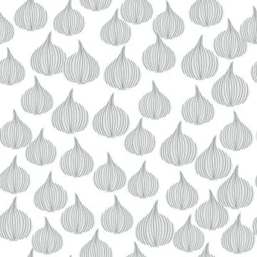 Abstract onion seamless pattern. Hand drawn onion bulb vegetable wallpaper. Illustrazione stock