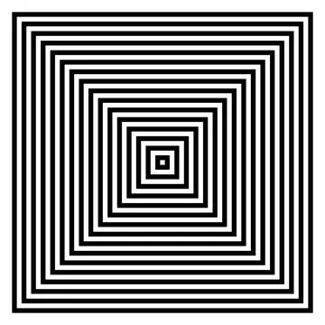 Abstract op art design element. Optical illusion black and white square. Illustrazione stock