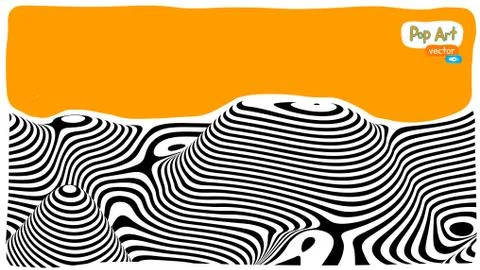 Abstract op art vector illustration, yellow orange background. Pop art circular イラスト素材