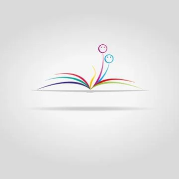 Abstract open book with faces Stock Illustration