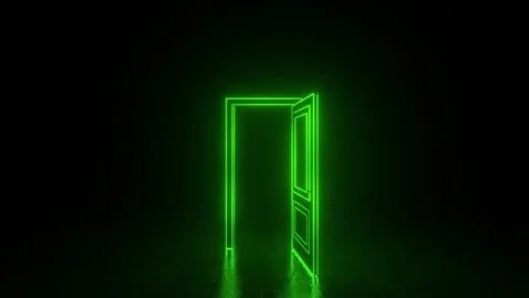 Abstract open door to universe. Lines appear. Cyberpunk neon door backgroun.. Stock Footage 242770184