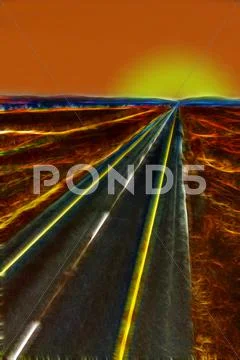 Abstract open freeway sunrise illustration Stock Illustration