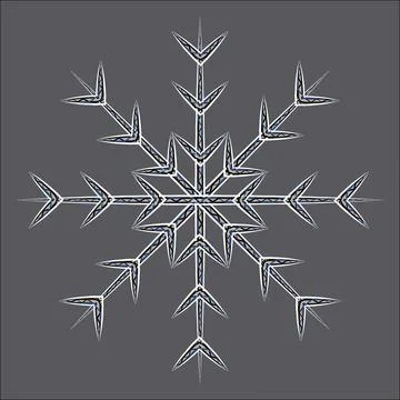 Abstract openwork snowflake by patterned lines in trendy wintry shades on Illustrazione stock