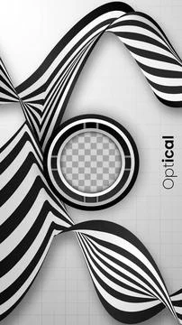 Abstract optical  black and white card design with copy space Stock Illustration