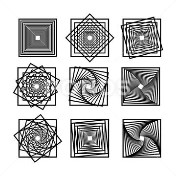 Abstract Optical Geometric Square Patterns Collection Vector Illustration Иллюстрация