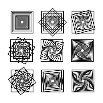 Abstract Optical Geometric Square Patterns Collection Vector Illustration Stock Illustration