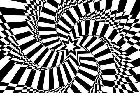 Abstract optical illusion background with a star. Black and white. Vector.	 Stock Illustration