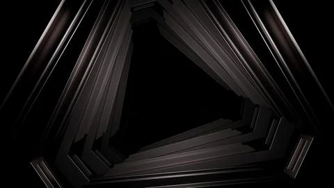 Abstract optical illusion with the flight through triangular shaped monochrome Stock Illustration