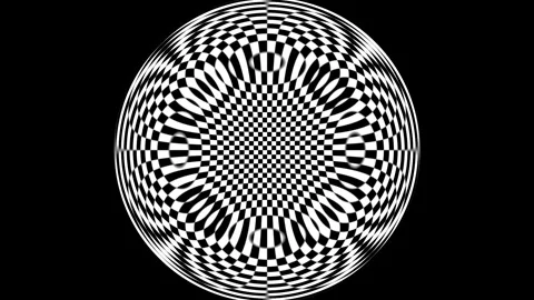Abstract Optical Illusion Spheres with Hypnotic Geometric Patterns on Black.. Stock Footage 341375915