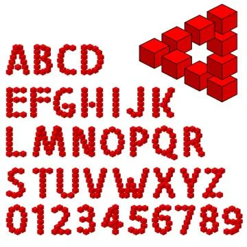 Abstract optical illusion three dimension alphabet set. Ilustração Stock