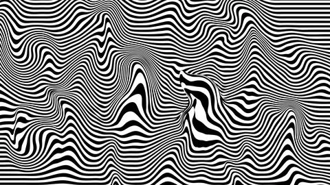 Abstract optical illusion wave. A flow of black and white stripes forming a.. Stock Illustration