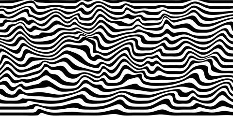 Abstract optical illusion wave. A flow of black and white stripes forming a.. Stock Illustration