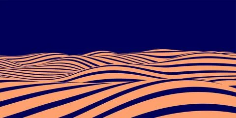 Abstract optical illusion wave. A flow of orange stripes forming a wavy dis.. Illustrazione stock