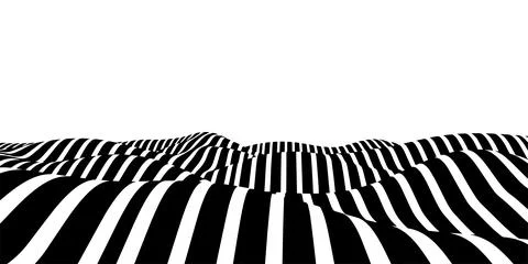 Abstract optical illusion wave. A flow of black and white stripes forming a.. Stock Illustration