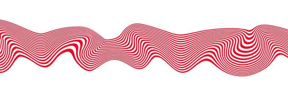 Abstract optical illusion wave. A flow of red and white stripes forming a w.. Stock Photos