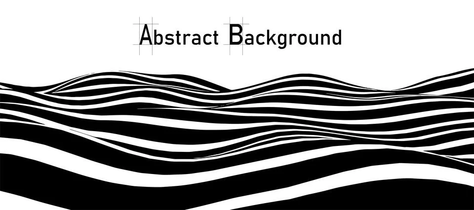 Abstract optical illusion wave. A stream of black and white stripes forming. Stock Illustration