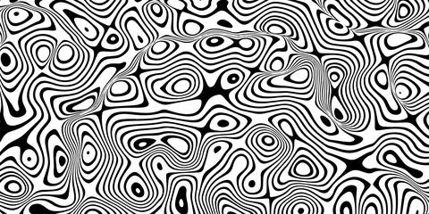 Abstract optical illusion wave. A stream of black and white stripes forming.. Illustrazione stock