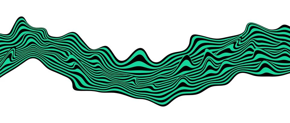 Abstract optical illusion wave on white background. A flow of black and green Stock Illustration