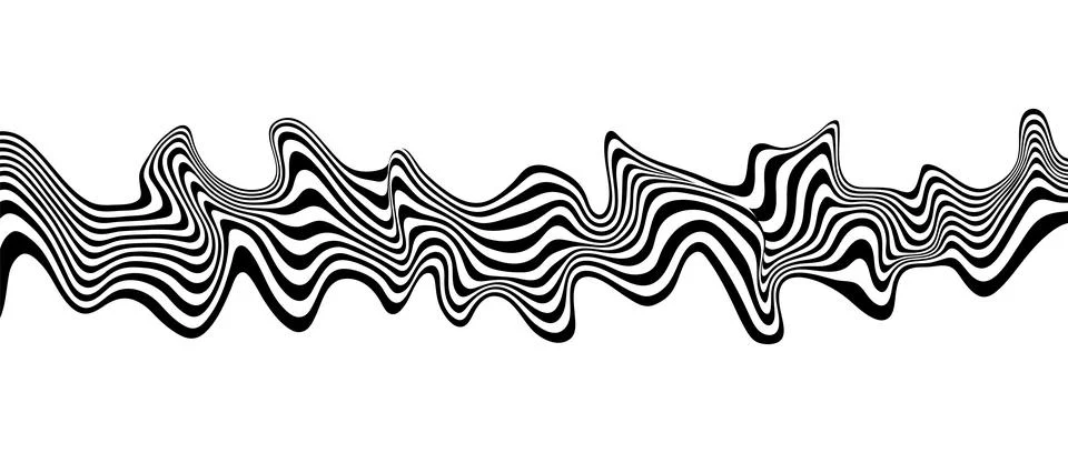 Abstract optical illusion wave on white background. A flow of black and whi.. Stock Illustration