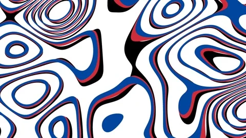 Abstract Optical Pattern Art with Blue Red and White Swirls for Creative De.. Stockbeeldmateriaal 340073164
