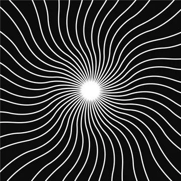 Abstract optical spiral illusion background vector design. Psychedelic striped Stock Illustration