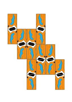 Abstract Orange and Blue Geometric Vector Artwork on white Background Stockillustratie