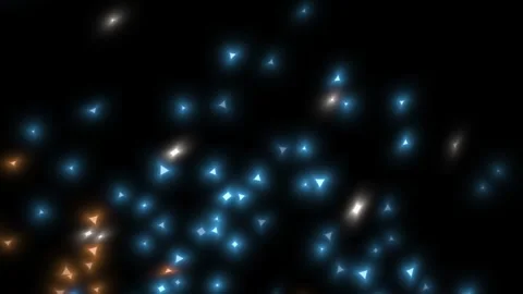 Abstract orange and blue glowing particle explosion on black background Stock Footage 339224489