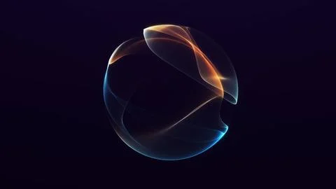 Abstract orange and blue glowing sphere on dark background, futuristic ener.. Stock Illustration