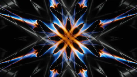 Abstract orange and blue neon energy waves dj loop animation background Stock Footage 236953653