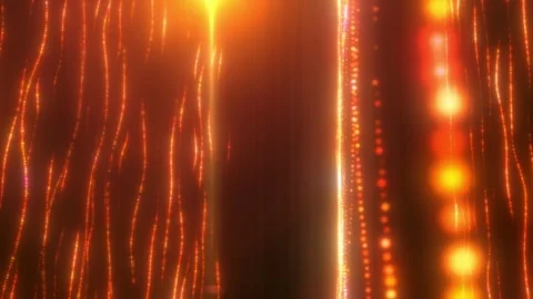 Abstract orange and golden light waves with glowing particles Stock Footage 339475805
