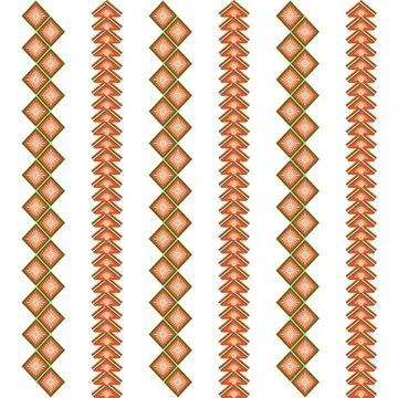 Abstract orange and green pattern borders on a clean white background Stock Illustration