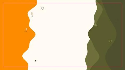 Abstract orange and olive vertical waves surround a spacious cream center Stock Illustration