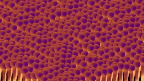 Abstract Orange and Purple Gradient Spheres on Repeating Vertical Pillars 库存影片 348450918