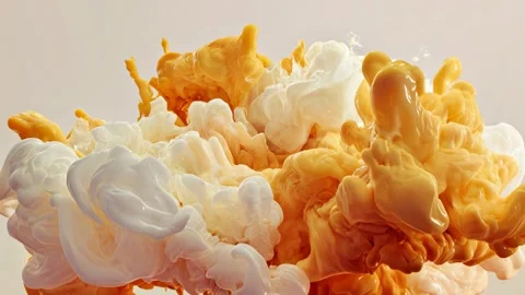 Abstract orange and white paint clouds Stock Footage 317017142