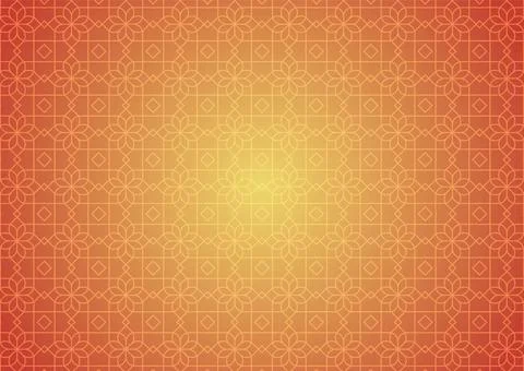 Abstract orange and yellow background with a floral arabesque muslim Stock Illustration