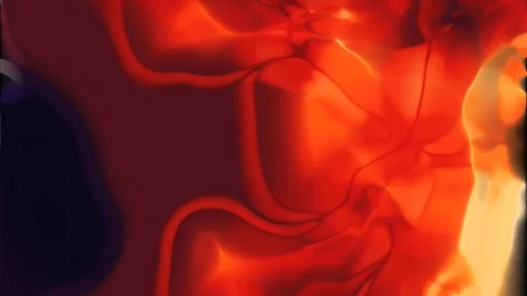 Abstract orange and yellow liquid light patterns Video stock 73248662