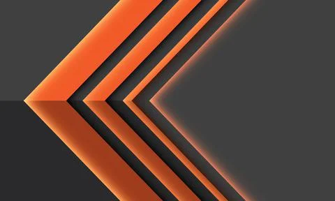 Abstract orange arrow light shadow direction geometric on grey with blank spa Stock Illustration