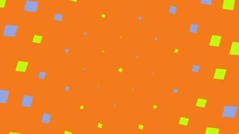 Abstract orange background with colorful floating squares Stock Illustration