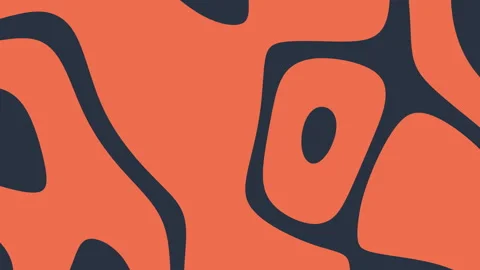 Abstract orange background with dark blue fluid wavy lines Видео 335943904