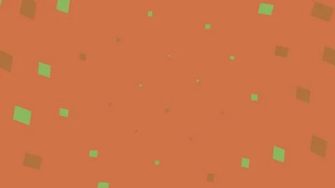 Abstract orange background with small green square shapes Stockillustratie