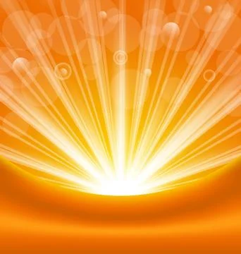 Abstract orange background with sun light rays Illustrazione stock