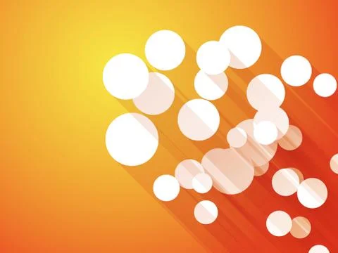 Abstract orange background with white circle long shadows Stock Illustration