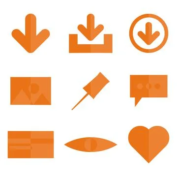 Abstract Orange Basic Icon Vector Design Set Stock Illustration