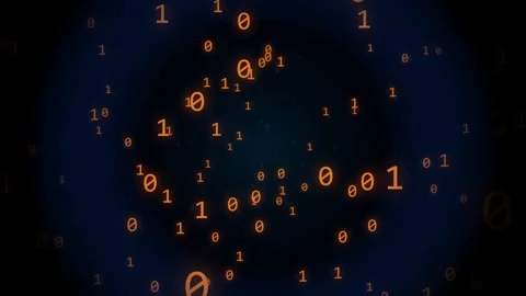 Abstract Orange Binary Code Numbers Flowing Through Dark Digital Tunnel Stock Footage 346308285