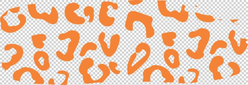 Abstract orange blobs pattern is repeating in flat design on transparent canvas, Illustrazione stock