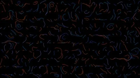 Abstract Orange Blue Purple Random Broken Thread Strands Illustration On Black Ilustración de archivo