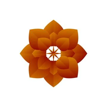 Abstract Orange Brown Layered Leaf Floral Logo Stock Illustration