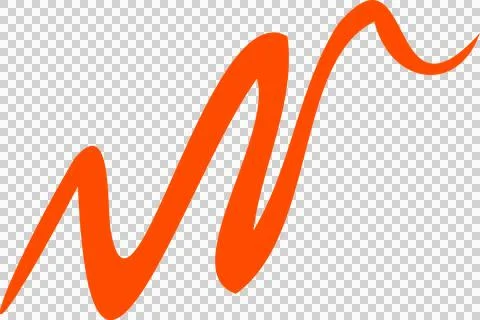 Abstract orange brush stroke flowing across transparent background forming sine Stock Illustration