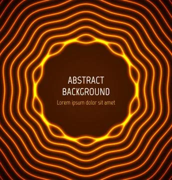 Abstract orange circle border background with light effects Stock Illustration