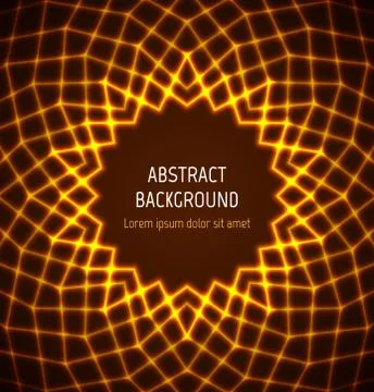 Abstract orange circle polygonal border background with light effects Stock Illustration